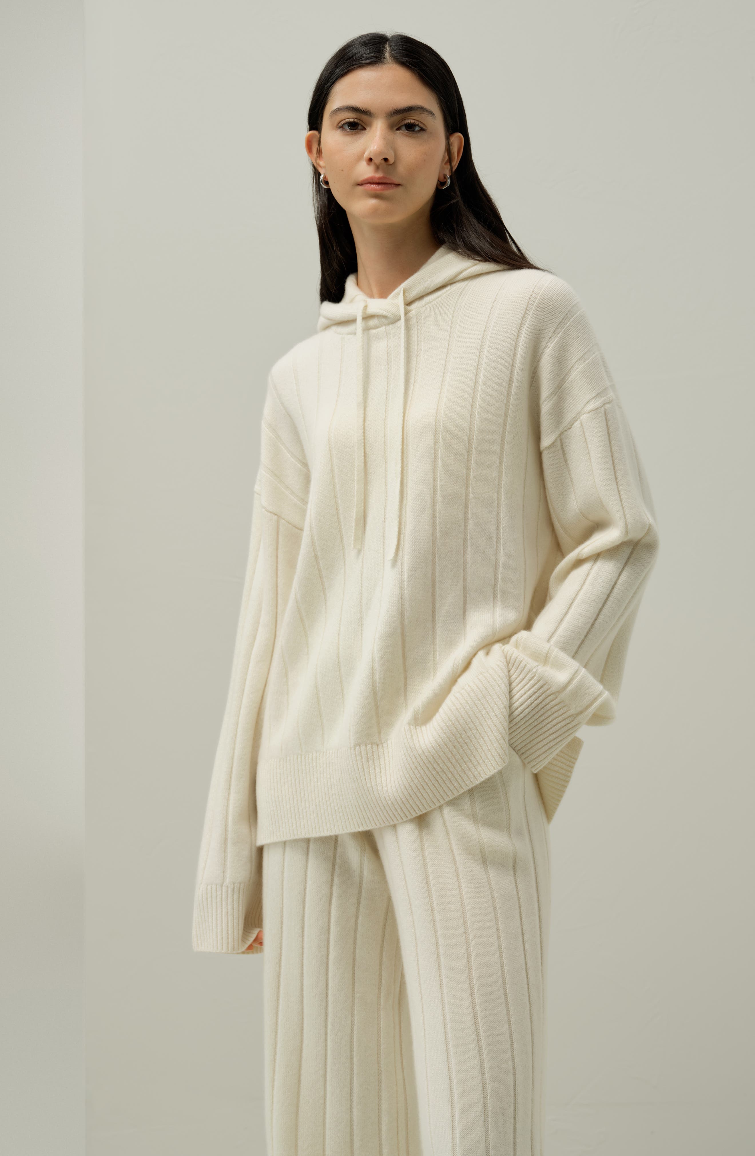 Ribbed Hooded Knit Top - image 2
