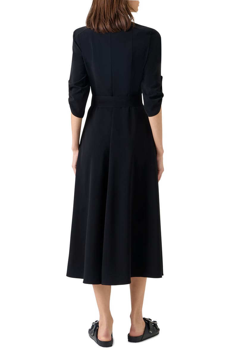 Akris punto Belted Laser Cut Crepe Midi Shirtdress, Alternate, color, Black