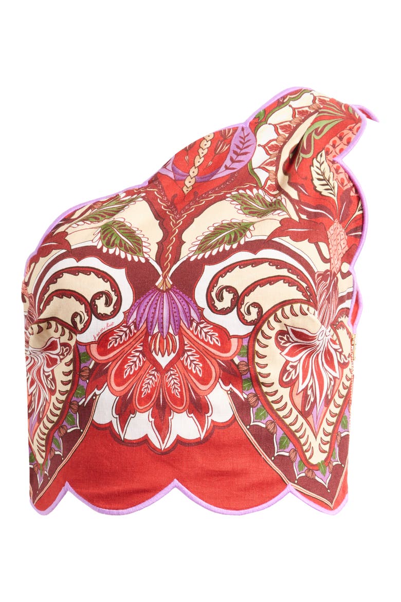 Odara One Shoulder Scallop Crop Top, Alternate, color, RED