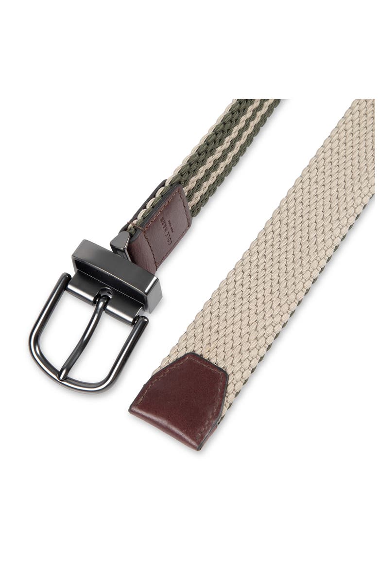 Reversible Stretch Web Belt, Alternate, color, KHAKI/ OLIVE