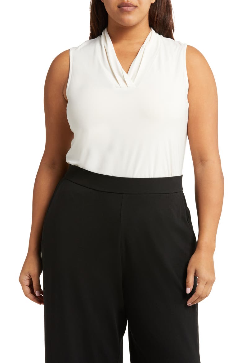 Triple Pleat Sleeveless Top, Main, color, ANNE WHITE