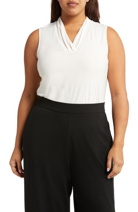Triple Pleat Sleeveless Top (Plus Size)