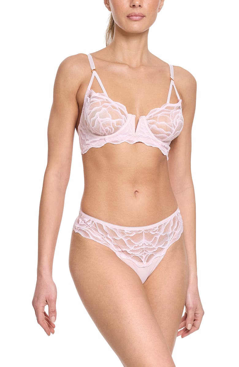 Hanky Panky Floral Lace Trim Thong, Alternate, color, Vie En Rose Pink