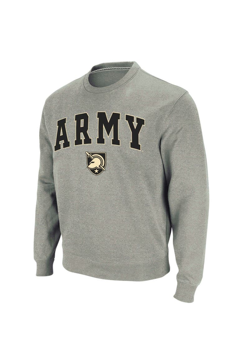 Men's Colosseum Heather Gray Army Black Knights Arch & Logo Crew Neck Sweatshirt, Main, color, Heather Gray