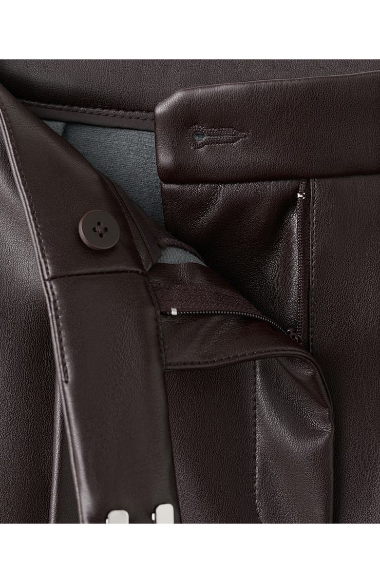 MANGO Riga Faux Leather Wide Leg Pants, Alternate, color, Chocolate