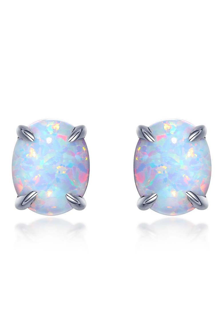 Simulated Opal Stud Earrings, Main, color, WHITE