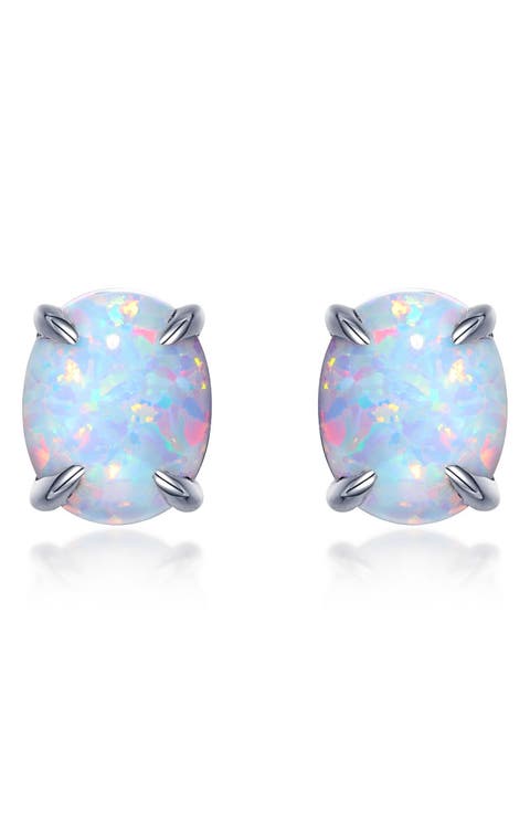 Simulated Opal Stud Earrings