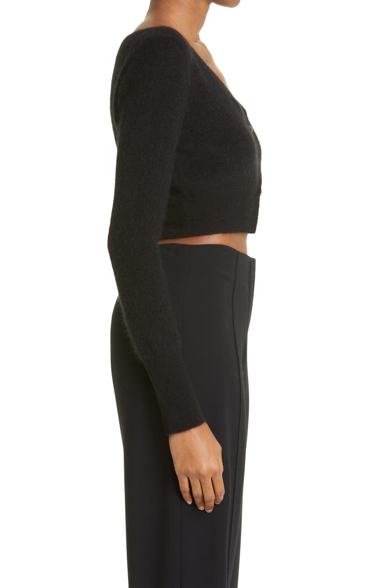 Alzou Mohair Blend Crop Cardigan, Alternate, color, BLACK