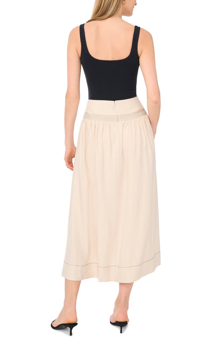 Vince Camuto Trappunto Toke Midi Skirt, Alternate, color, Soft Cream
