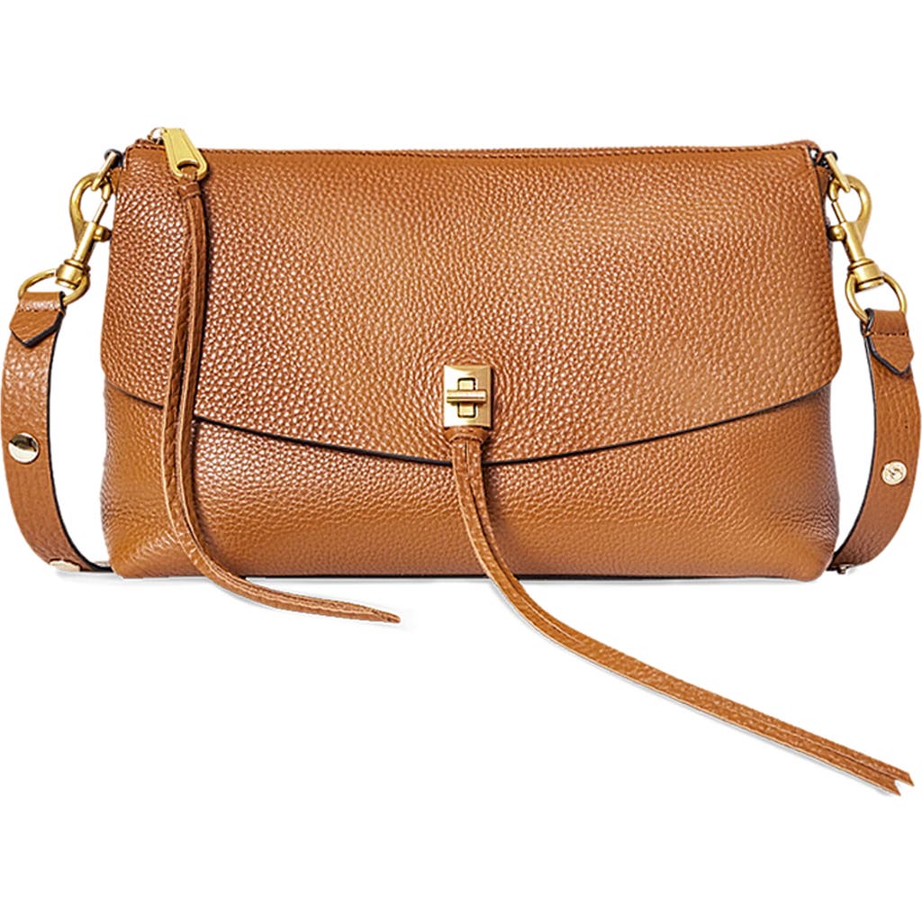 Rebecca Minkoff Darren Small Leather Top Zip Crossbody In Brown