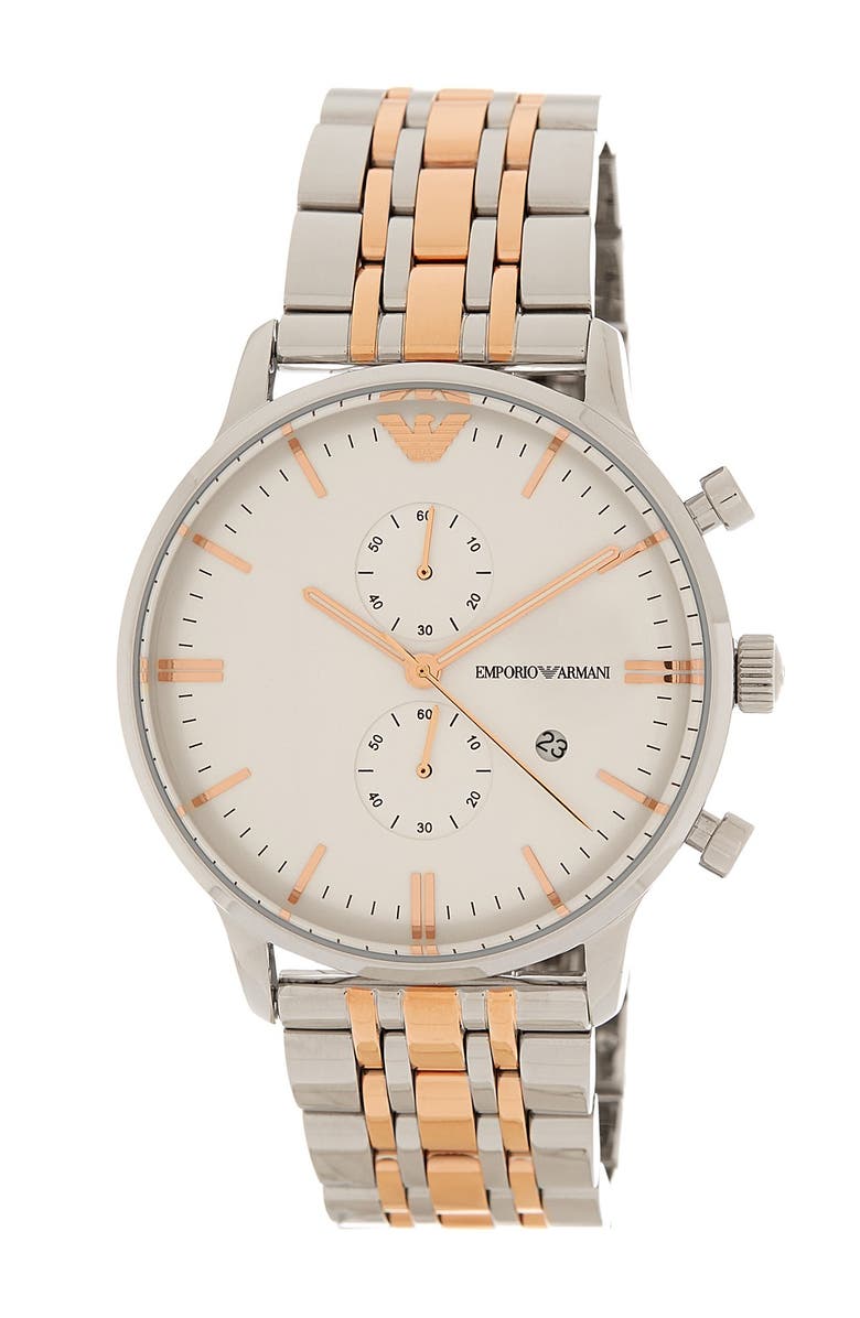 Emporio Armani Men's Two-Tone Bracelet Watch, 43mm, Main, color,