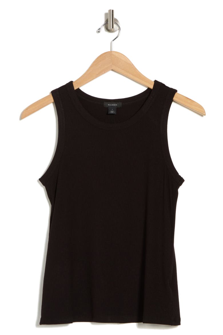 Fitted Ribbed Tank Top, Alternate, color, RICH BLACK 060