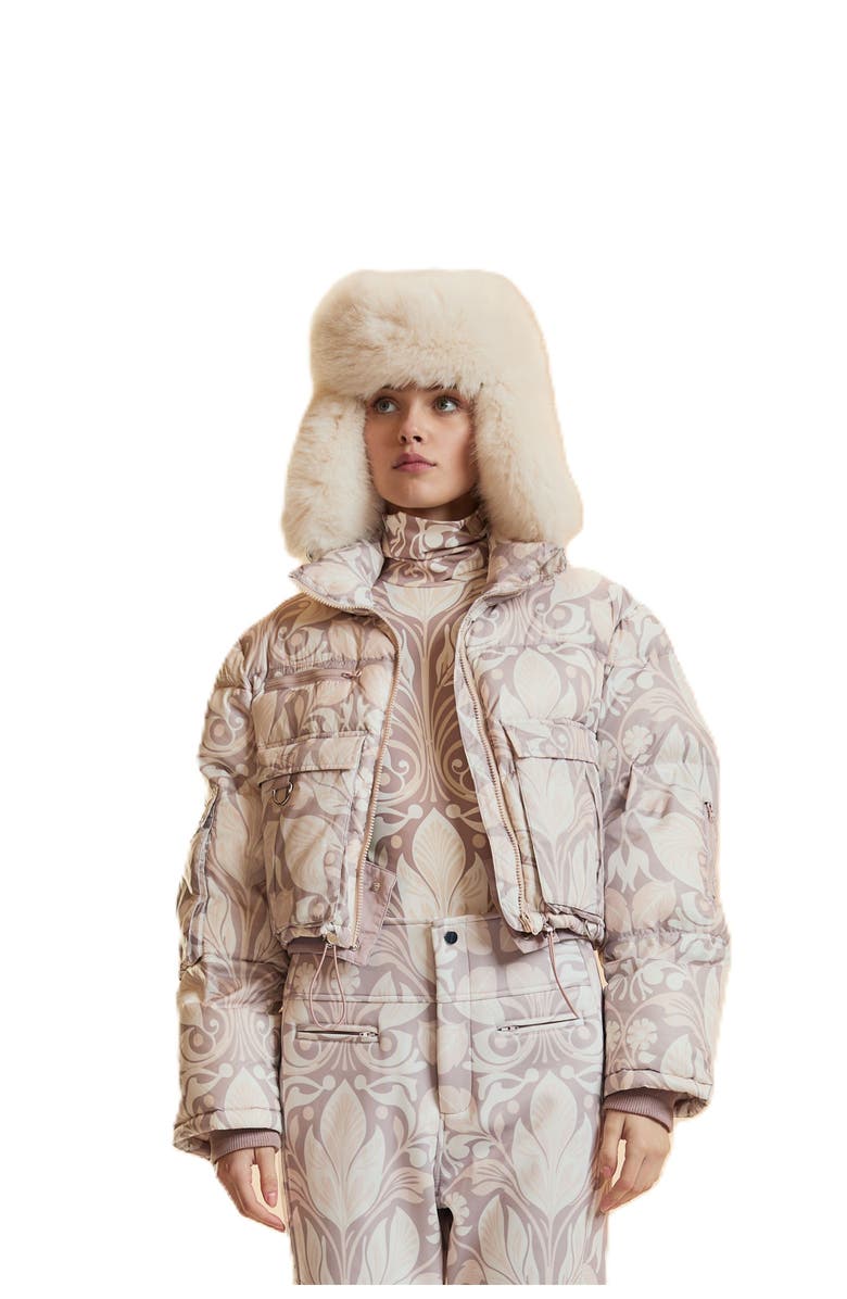 Cynthia Rowley Puffer Jacket, Alternate, color, Taupe Multi