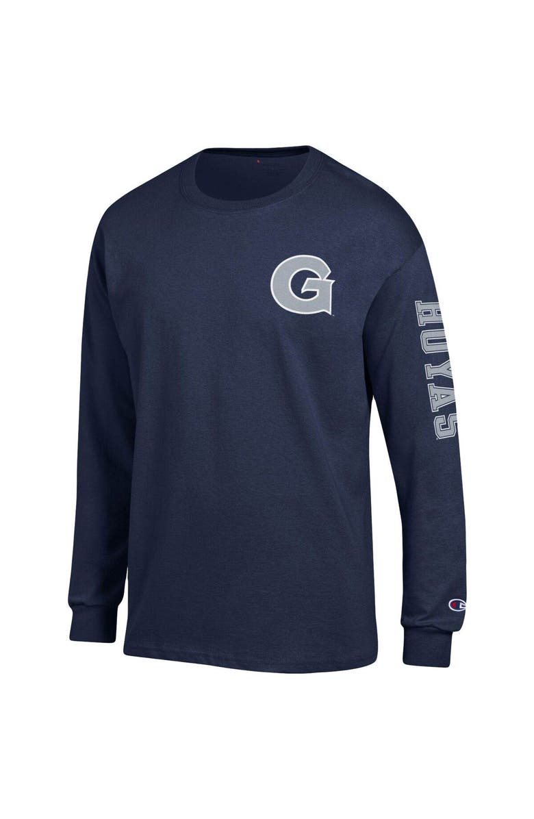 Champion Men's Champion Navy Georgetown Hoyas Team Stack Long Sleeve T-Shirt, Alternate, color, 