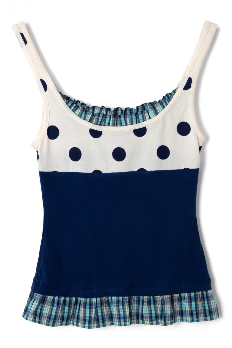 Idelle Ruffle Layered Organic Cotton Tank, Alternate, color, BLUE MULTI