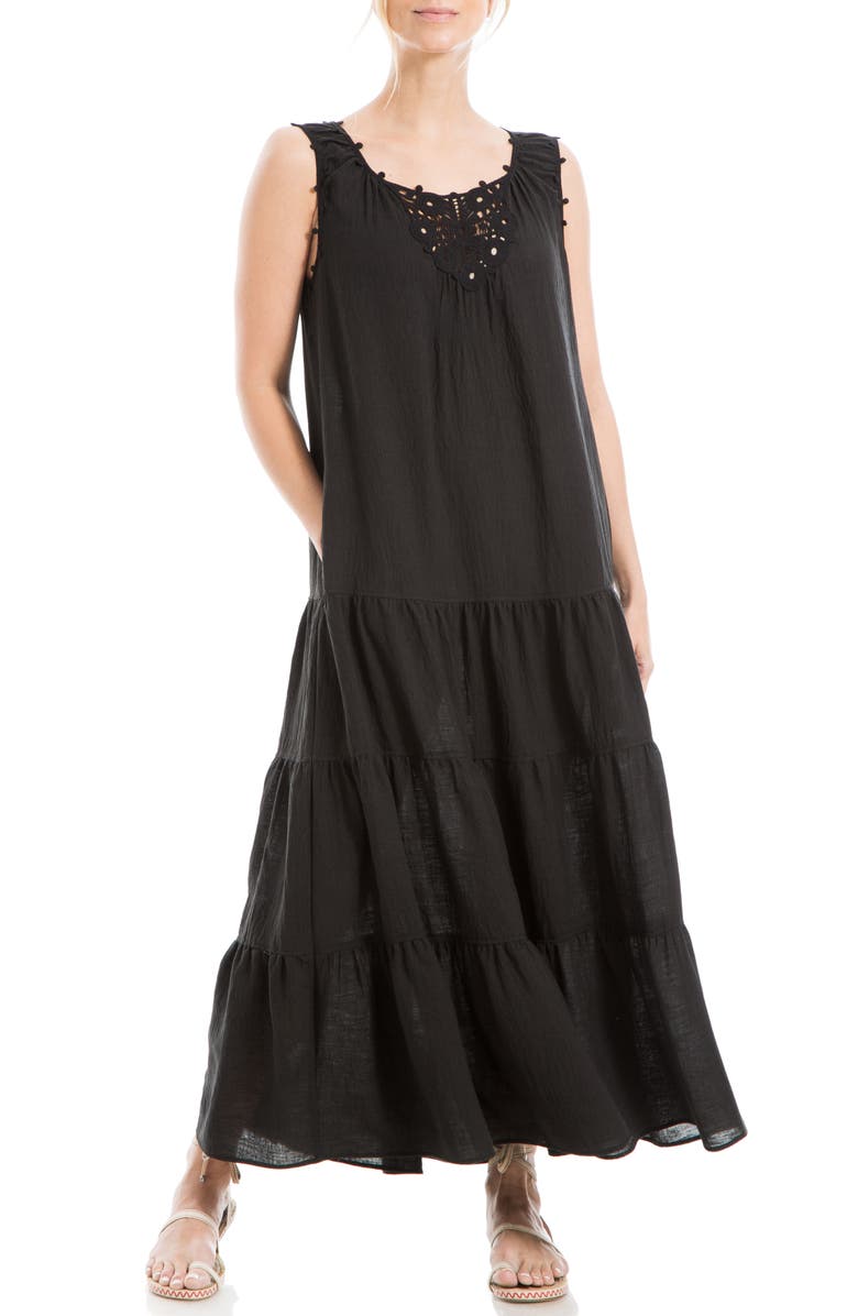 MAX STUDIO LONDON Lace Inset Tiered Maxi Dress | Nordstromrack