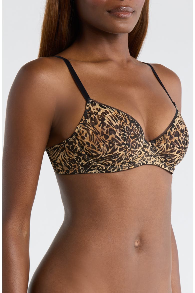 Signature Script Lace Underwire Demi Bra, Alternate, color, CARAMEL BEIGE SAVAGE INSTINCTS
