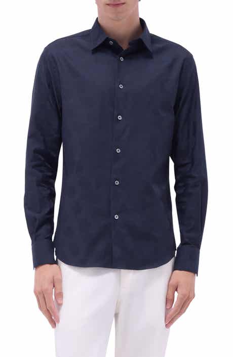 Julian Floral Jacquard Stretch Cotton Button-Up Shirt