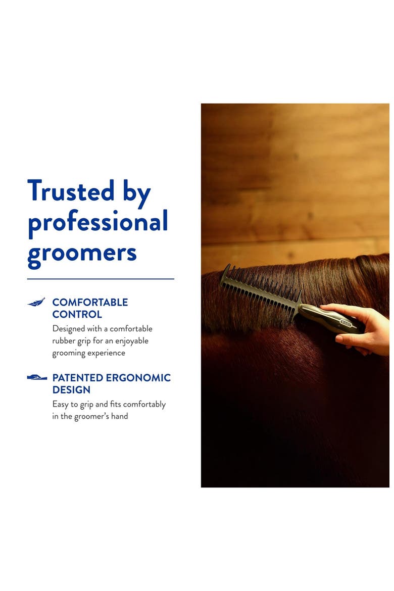 Equine Mane and Tail Grooming Comb with Handle for Braiding and Grooming Horses, Alternate, color, Black