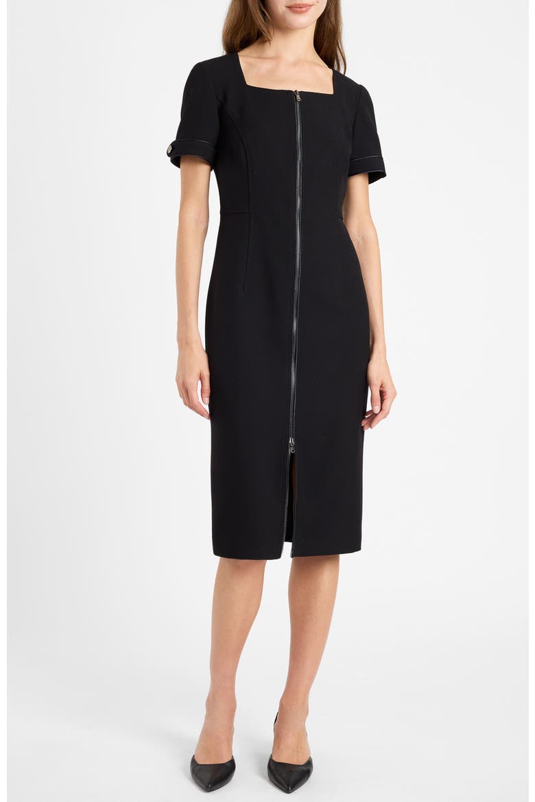 Bri Midi Dress in Soft Stretch Crepe, Alternate, color, Onyx