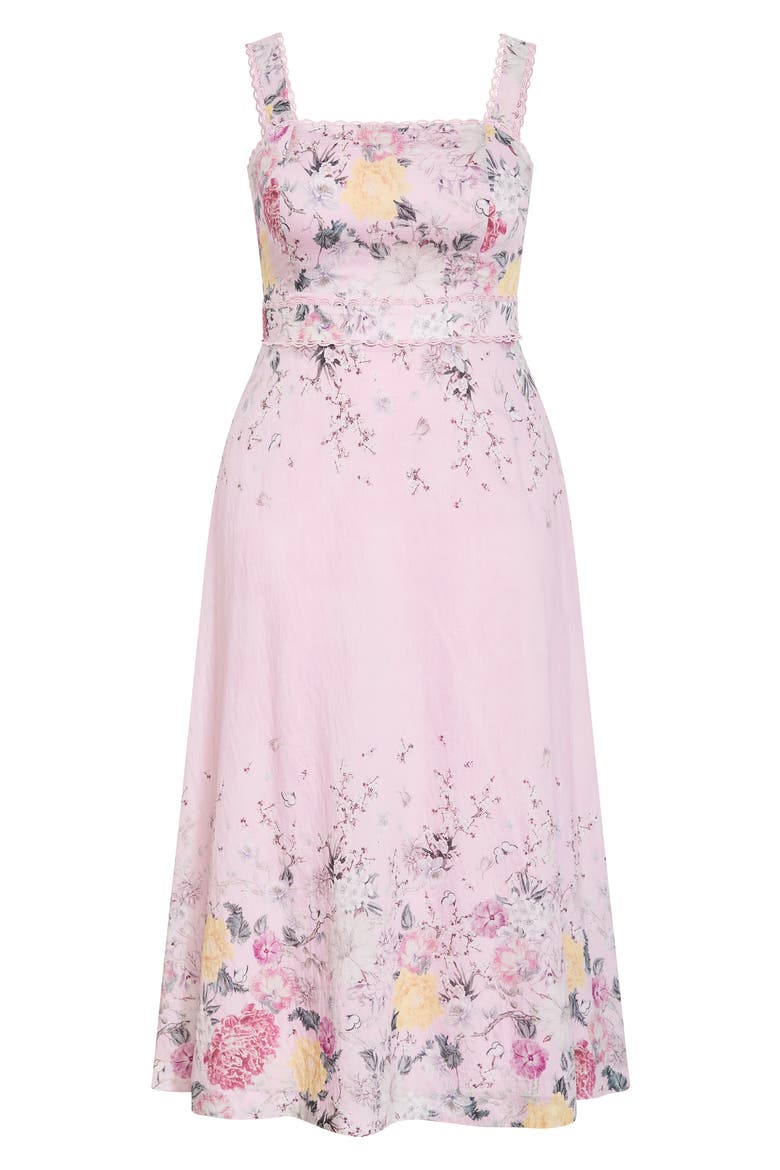 Floral Print Maxi Sundress, Main, color, PINK BOTANIQUE BORDER