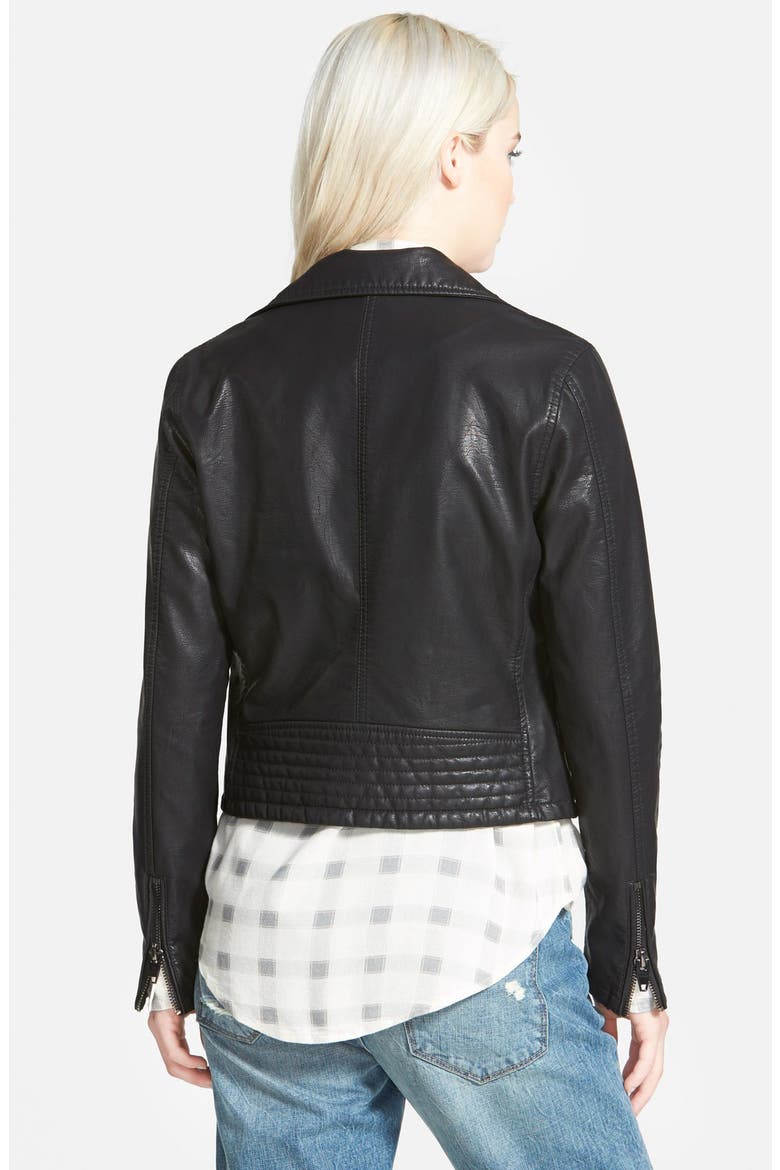 Faux Leather Moto Jacket, Alternate, color, BLACK