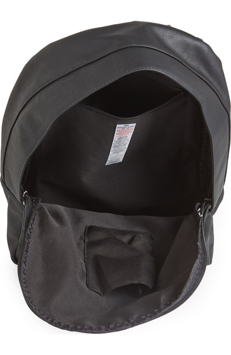 Topman Black Faux Leather Backpack, Alternate, color,