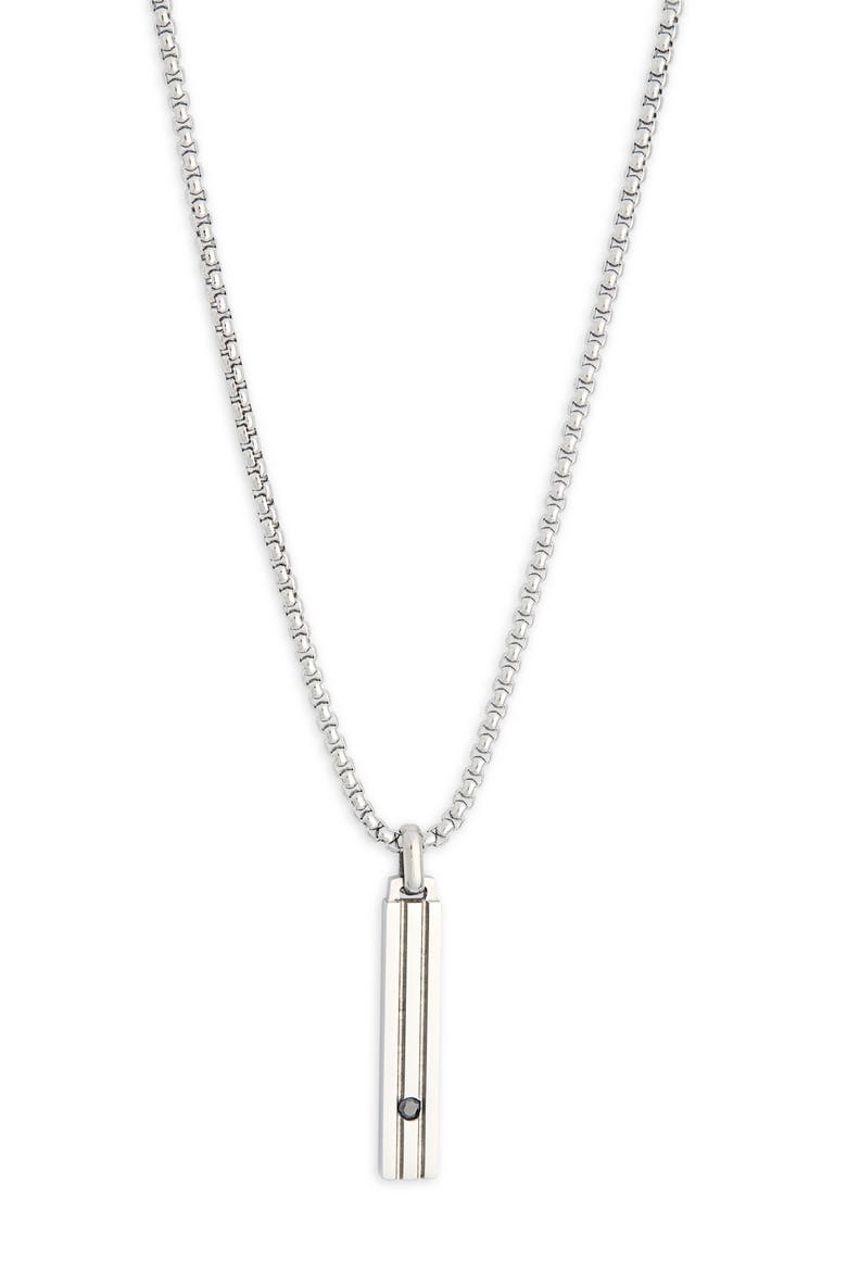 Men's Stainless Steel Bar Pendant Necklace, Alternate, color, BLACK- STAINLESS