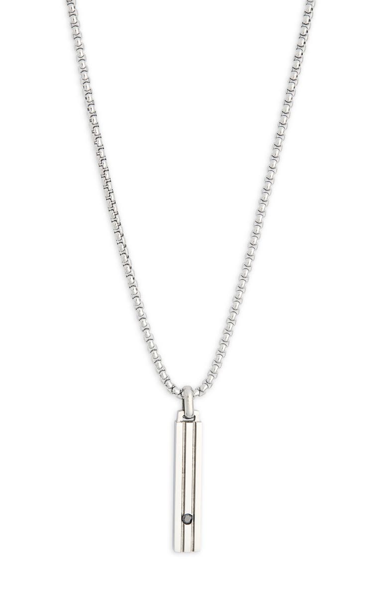 NORDSTROM RACK Men's Stainless Steel Bar Pendant Necklace, Alternate, color, Black- Stainless