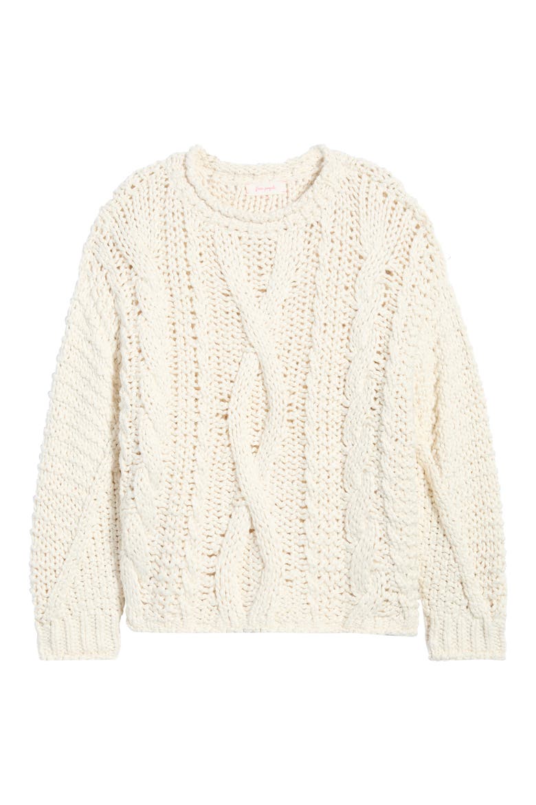 Lola Oversize Stretch Cotton Cable Sweater, Alternate, color, TOFU