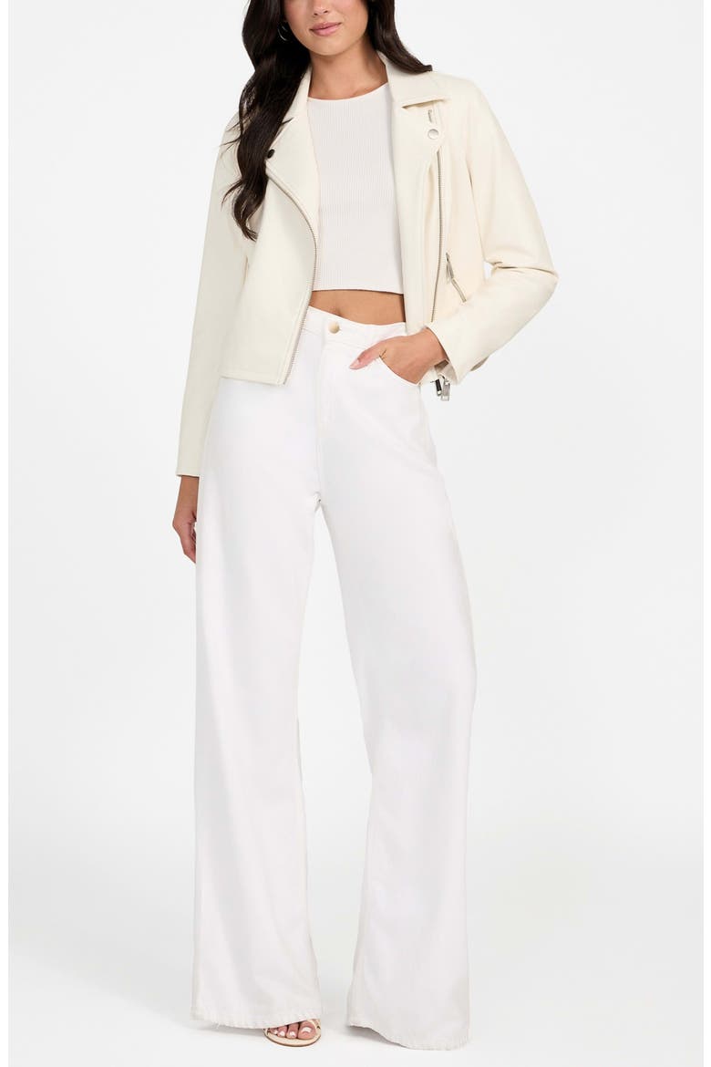 Miko Faux Leather Moto Jacket, Alternate, color, WHITE