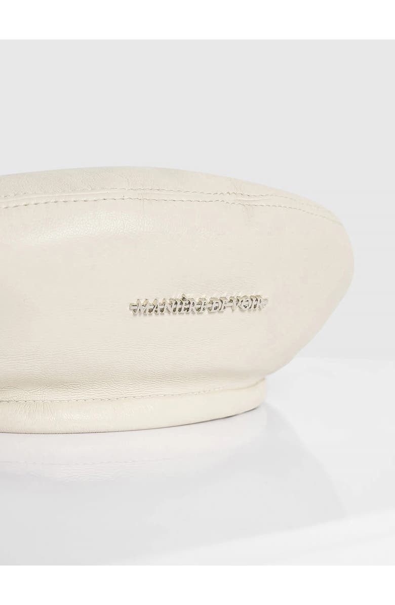Manière De Voir Anya Leather Beret, Alternate, color, Beige