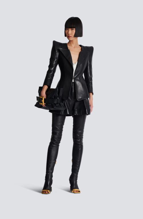 Balmain Pleated Lambskin Shorts