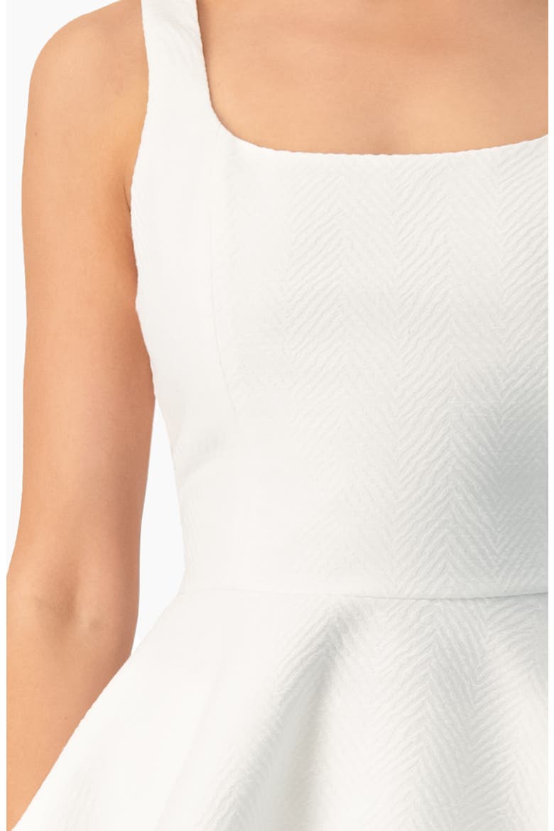 Herringbone Jacquard Square-Neck Sleeveless Peplum Top, Alternate, color, White