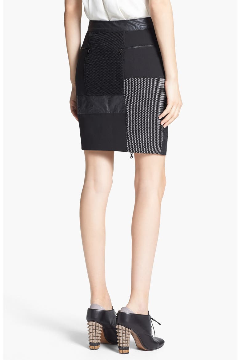 'Hastings' Coated Patchwork Skirt, Alternate, color, BLACK
