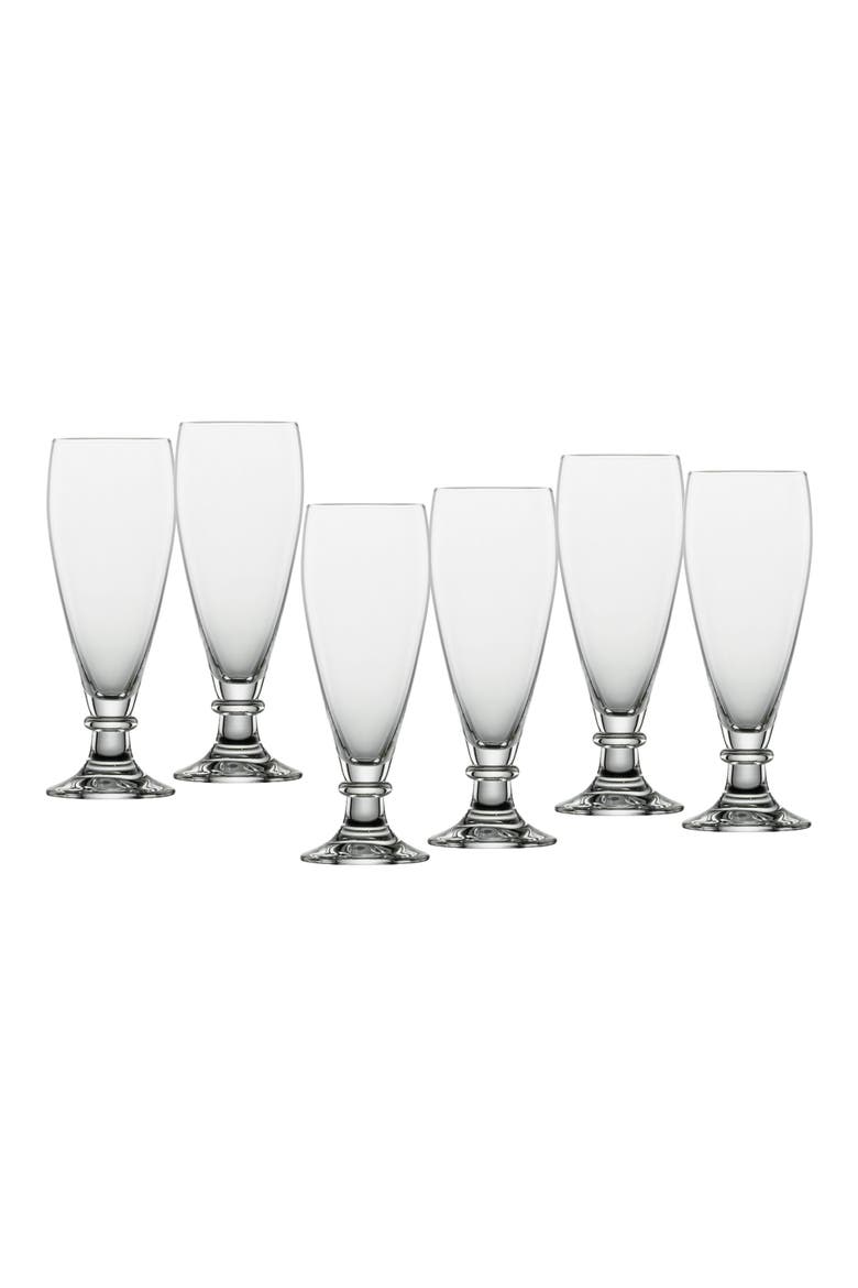 Beer Basic Set of 6 Brussels Pilsner Beer Glasses, Main, color, CLEAR