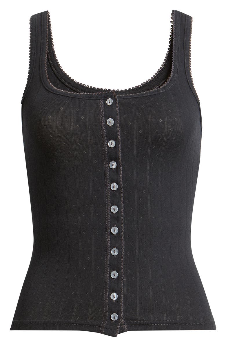 Free People End Game Pointelle Button-Up Tank, Alternate, color, Black