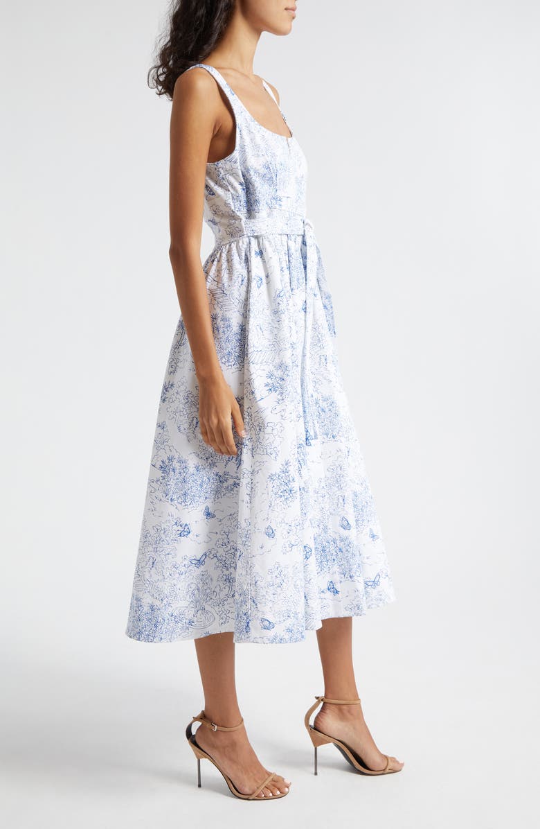 Cinq à Sept Ebba Garden Toile Stretch Cotton Dress, Alternate, color, Plaster/ Blue