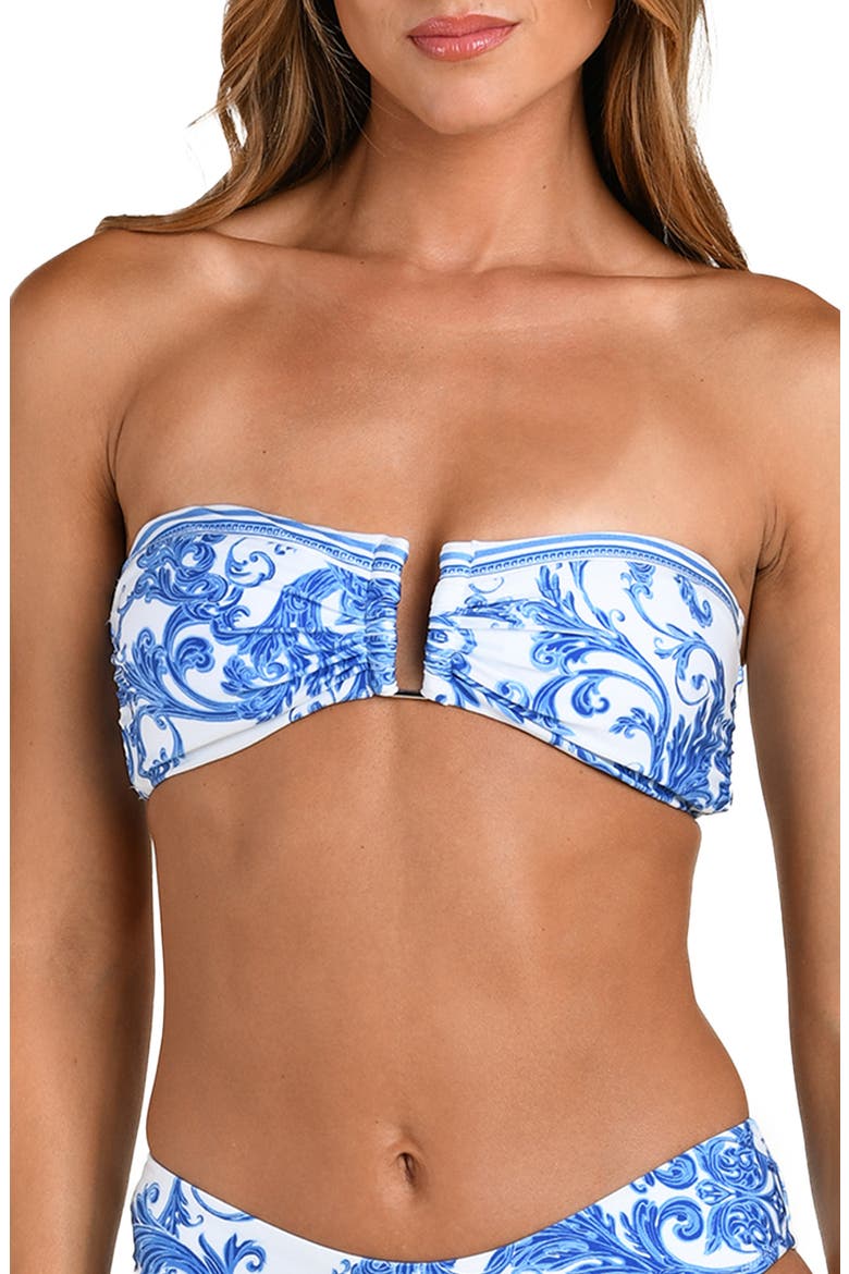 Krysta Baroque Bandeau Swim Top, Main, color, BLUE