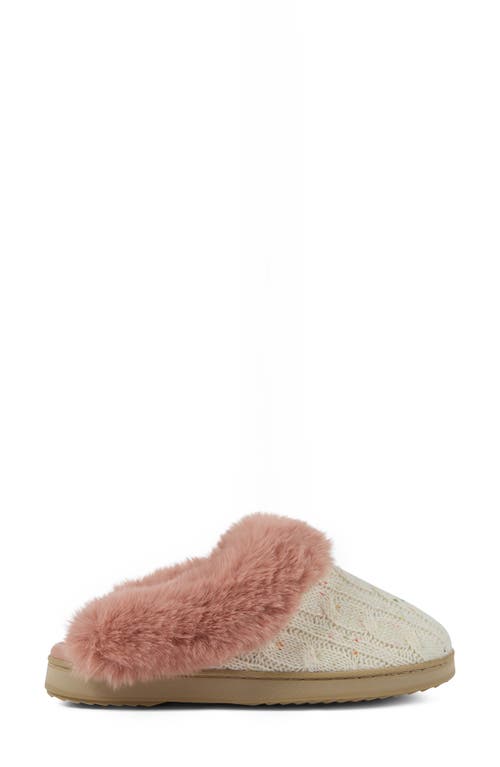 Floopi Faux Fur Trim Scuff Slipper In White