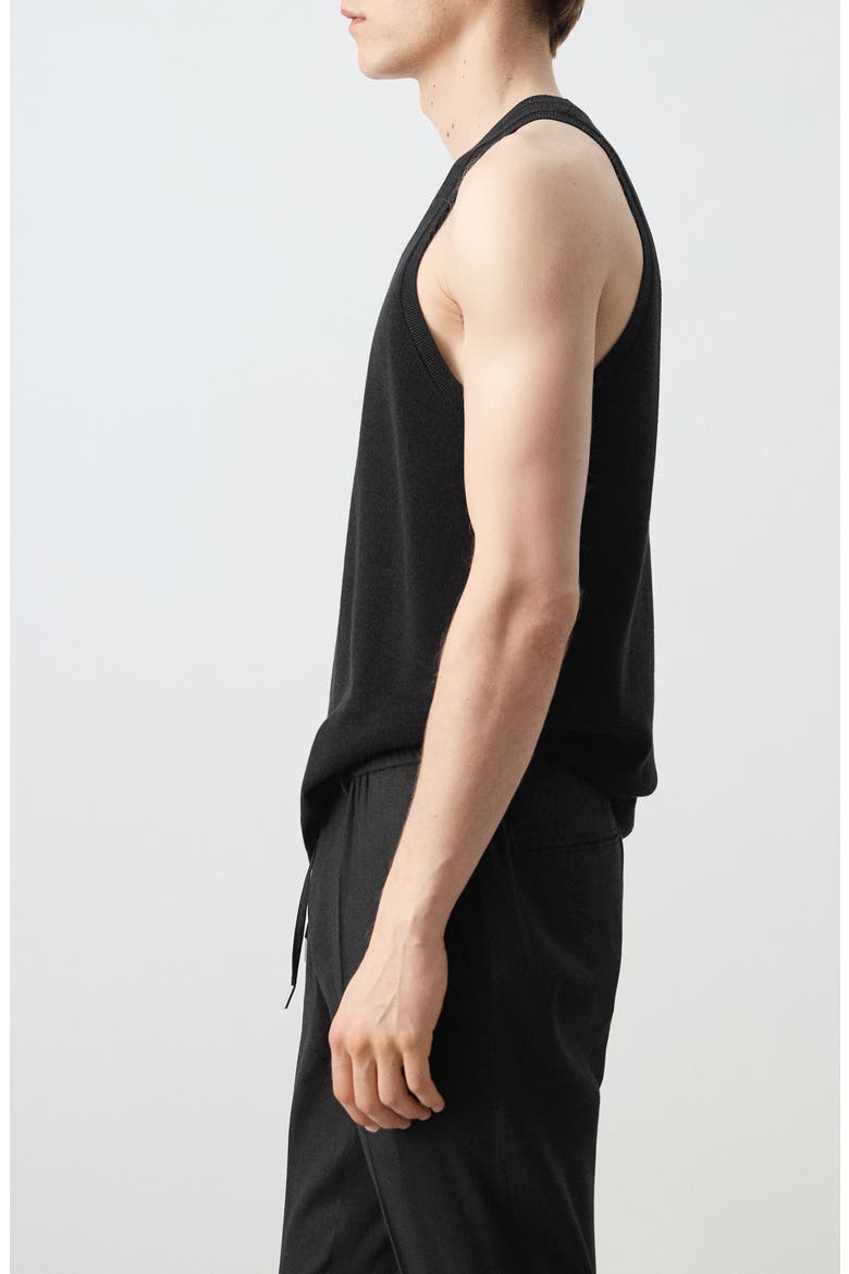 Slim Fit Cotton Rib Tank, Alternate, color, BLACK