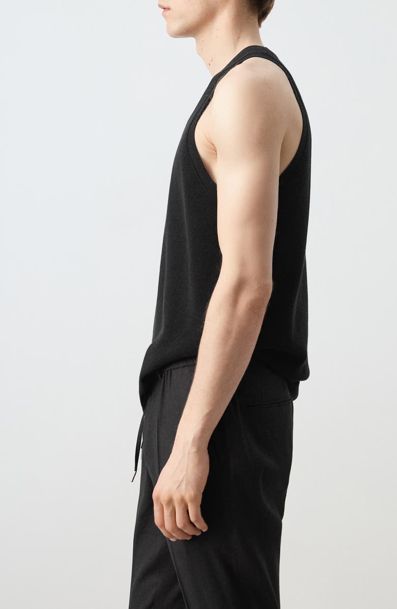 MANGO Slim Fit Cotton Rib Tank, Alternate, color, Black