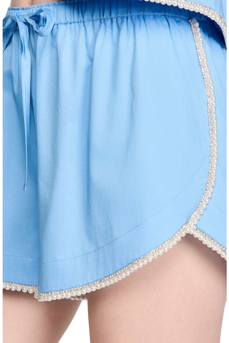 Cotton shorts with beaded trim, Alternate, color, Blue