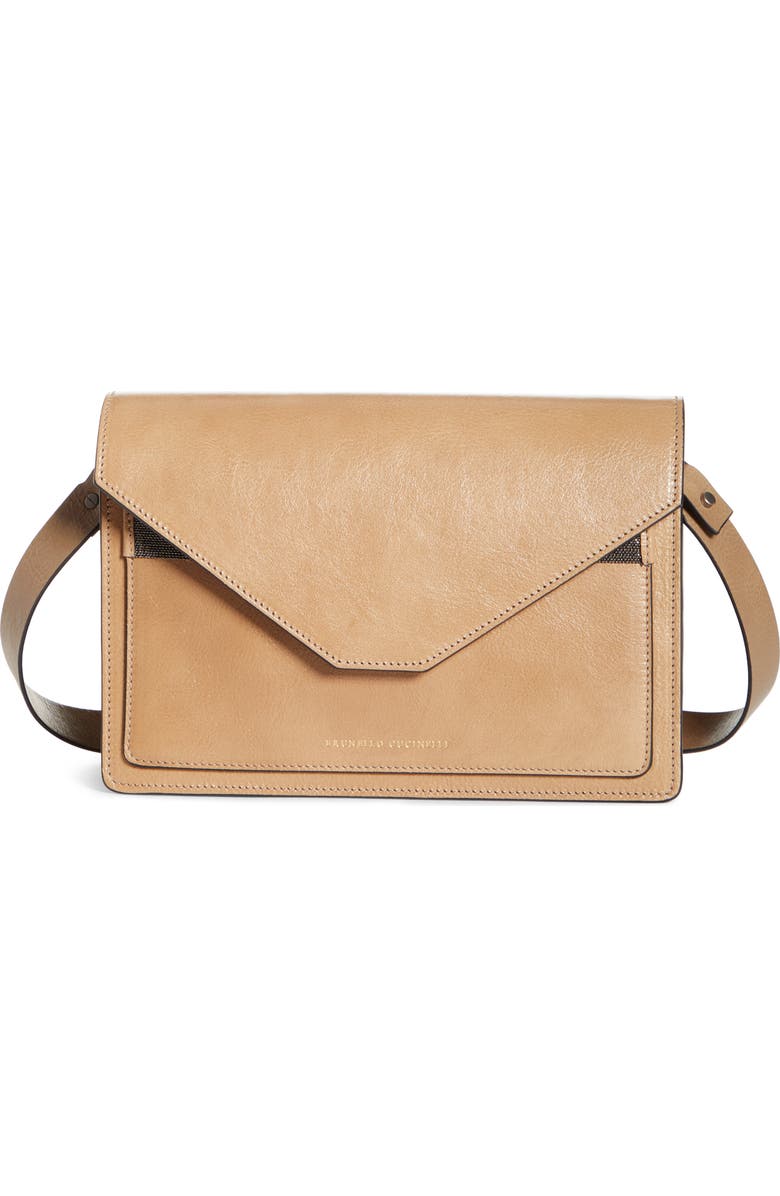 Brunello Cucinelli Monili Bead Leather Crossbody Bag, Main, color,