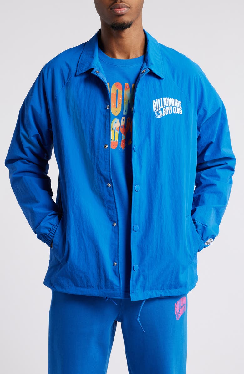 Billionaire Boys Club Nylon Snap-Up Coach's Jacket, Main, color, Olympian Blue