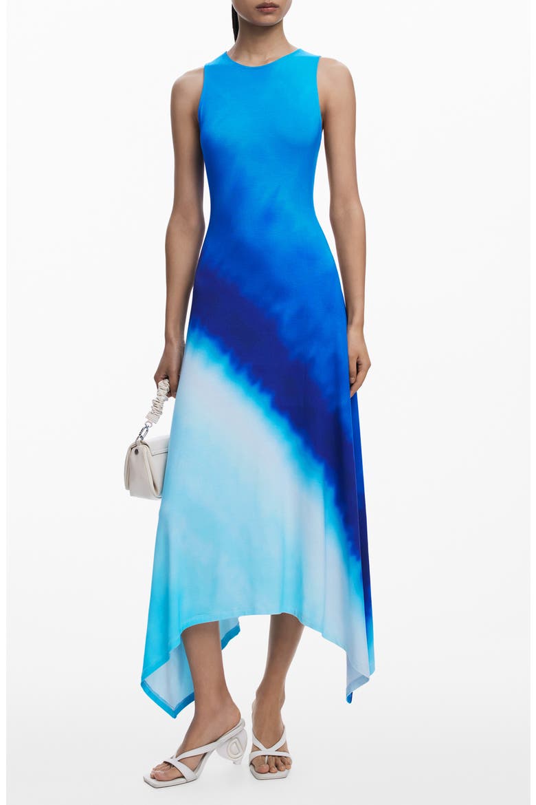 Ombré Print Sleeveless Asymmetric Maxi Dress, Main, color, BLUE
