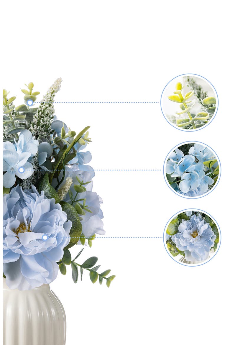 18"H Blue Peony & Hydrangea with Ceramic Vase Centerpiece, Alternate, color, Blue