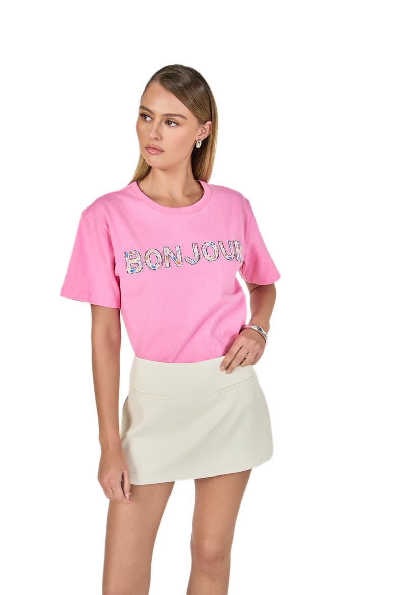 Bonjour Sequins Knit Top, Alternate, color, PINK