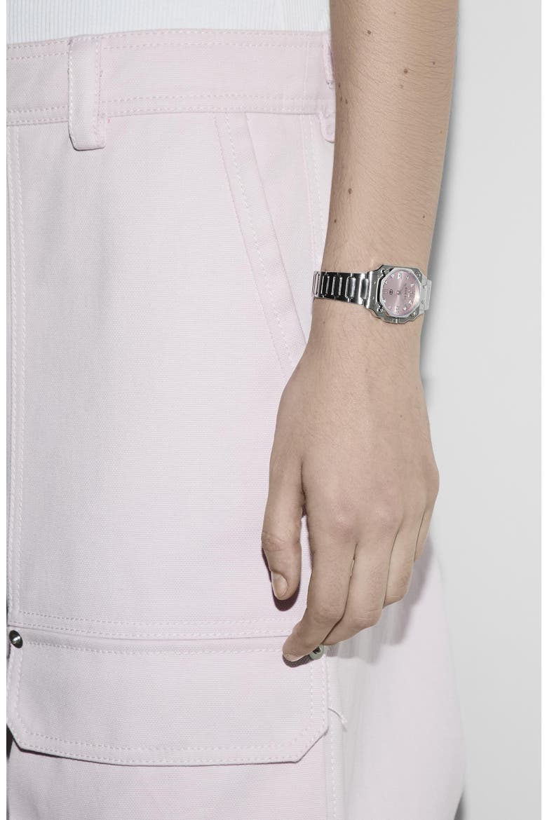 G-Flat XL Bracelet Watch, 24mm, Alternate, color, STEEL