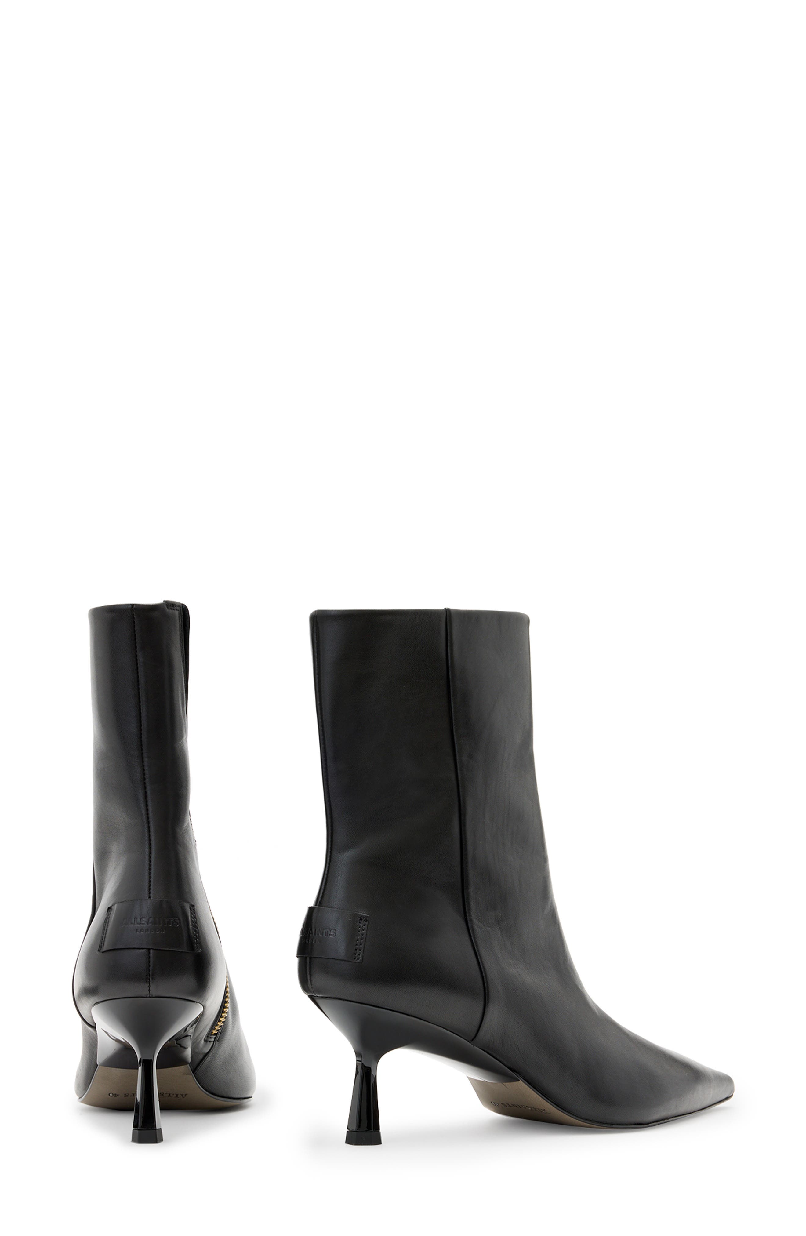 AllSaints Vivian Pointed Toe Bootie, Alternate, color, Black